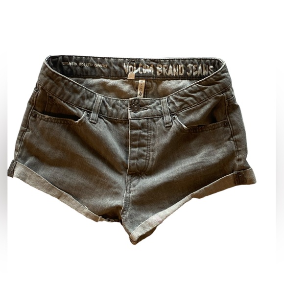 Volcom Grey Denim Distressed Jean Shorts. Waist 25” Size 1 Great Condition! - Picture 3 of 9